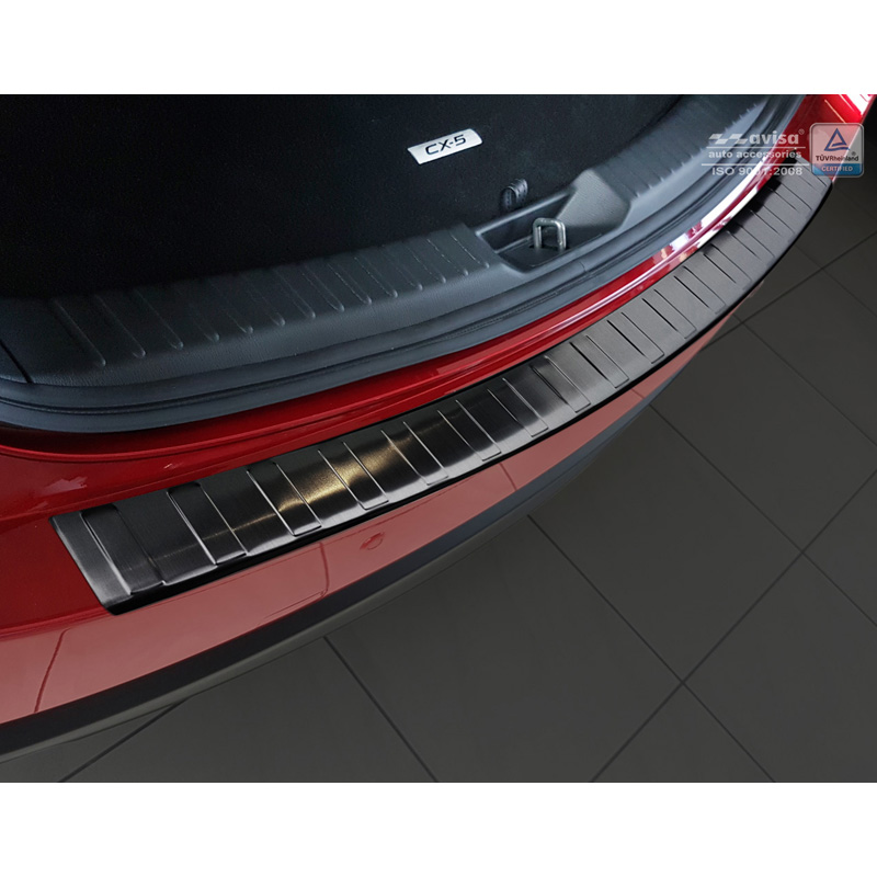 Zwart RVS Achterbumperprotector  Mazda CX5 II 2017- incl. Facelift 'Ribs'