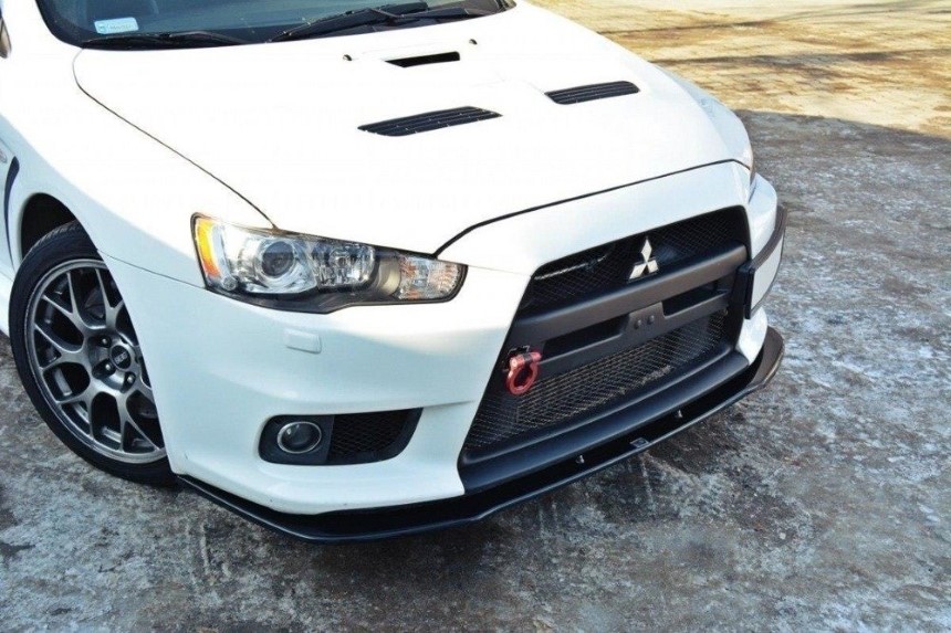 Voorspoiler Mitsubishi Lancer Evo X Maxton Design V.1 glans zwart