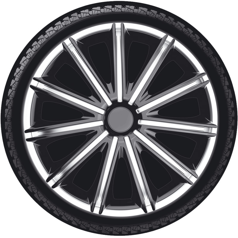 4-Delige Wieldoppenset Nero 14-inch zilver/zwart