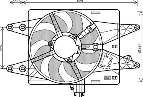 Radiator FAN COMPLEET DOBLO 00-05 1.9 D -AC 46 kw