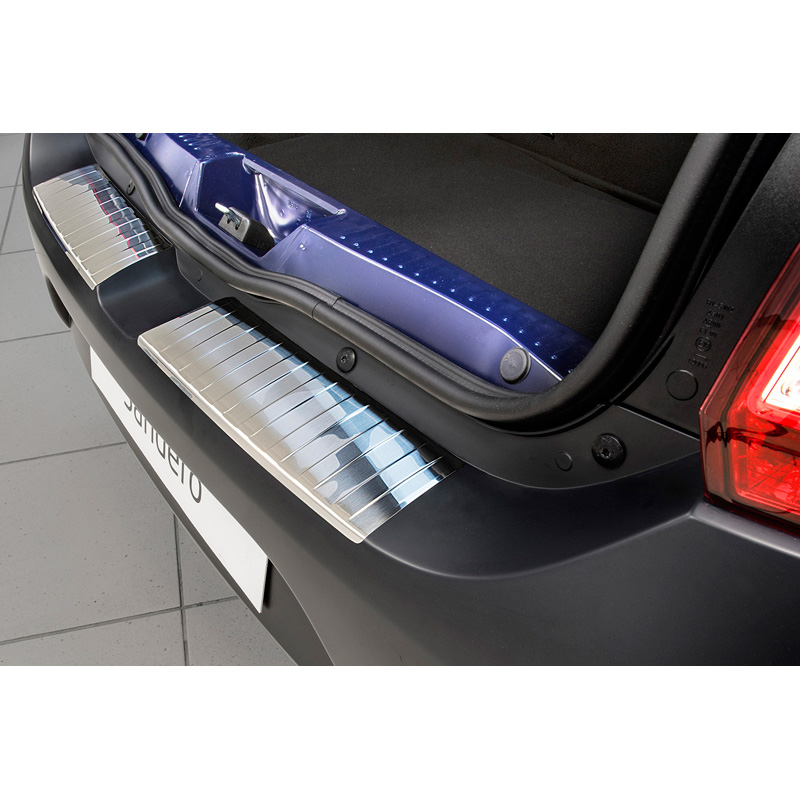 RVS Achterbumperprotector  Dacia Sandero II 2012-2020 'Ribs' (2-delig)