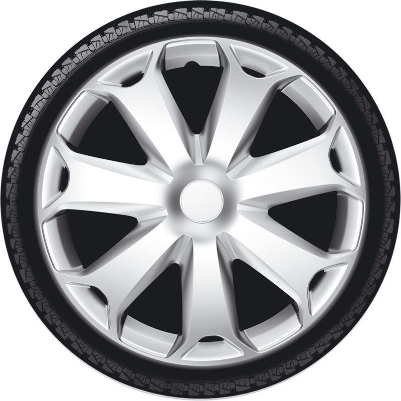 4-Delige Wieldoppenset Mega 14-inch zilver