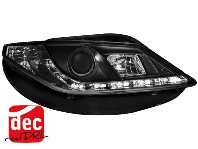 Koplampen Seat Ibiza 6J 08- Devil Eyes real DRL LED Zwart