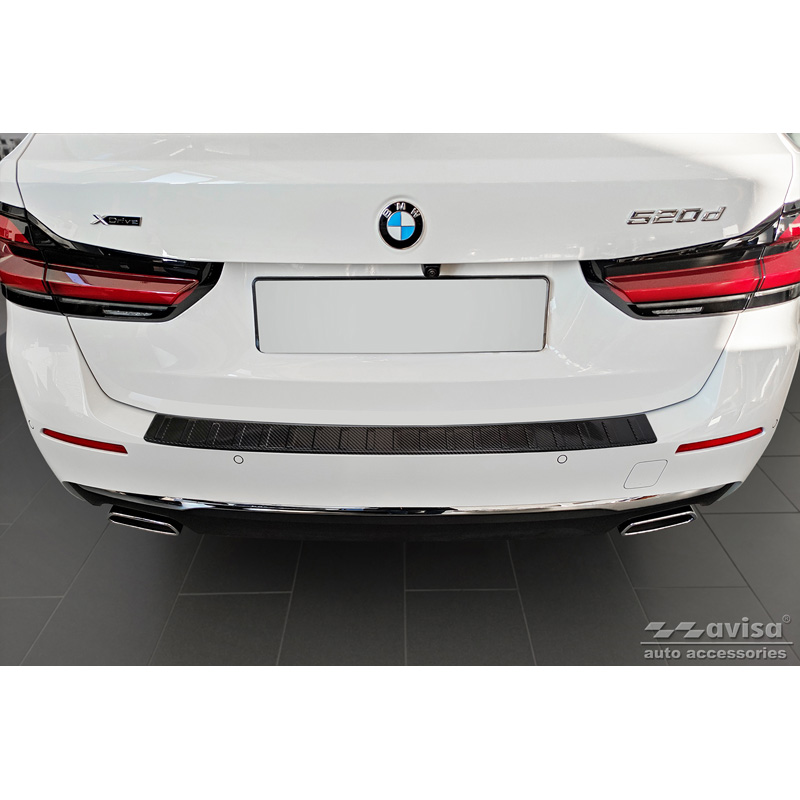 Echt 3D Carbon Achterbumperprotector  BMW 5-Serie Touring G31 FL 2020-2024 'Ribs'