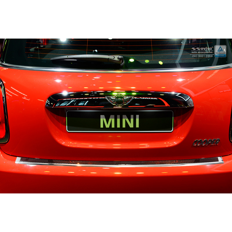 RVS Achterbumperprotector 'Deluxe'  Mini One/Cooper F56 3-deurs 3/2014- Chroom/Rood-Zwart Carbon