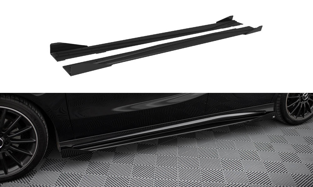 Zijskirts met Canards Street Pro Mercedes A Klasse AMG Line / A45 AMG W176 Maxton