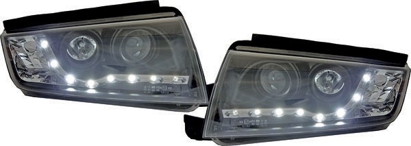 Koplampen Skoda Fabia 99-07 DRL Look Zwart