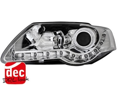Koplampen VW Passat 3C 05-10 Devil Eyes DRL look chroom
