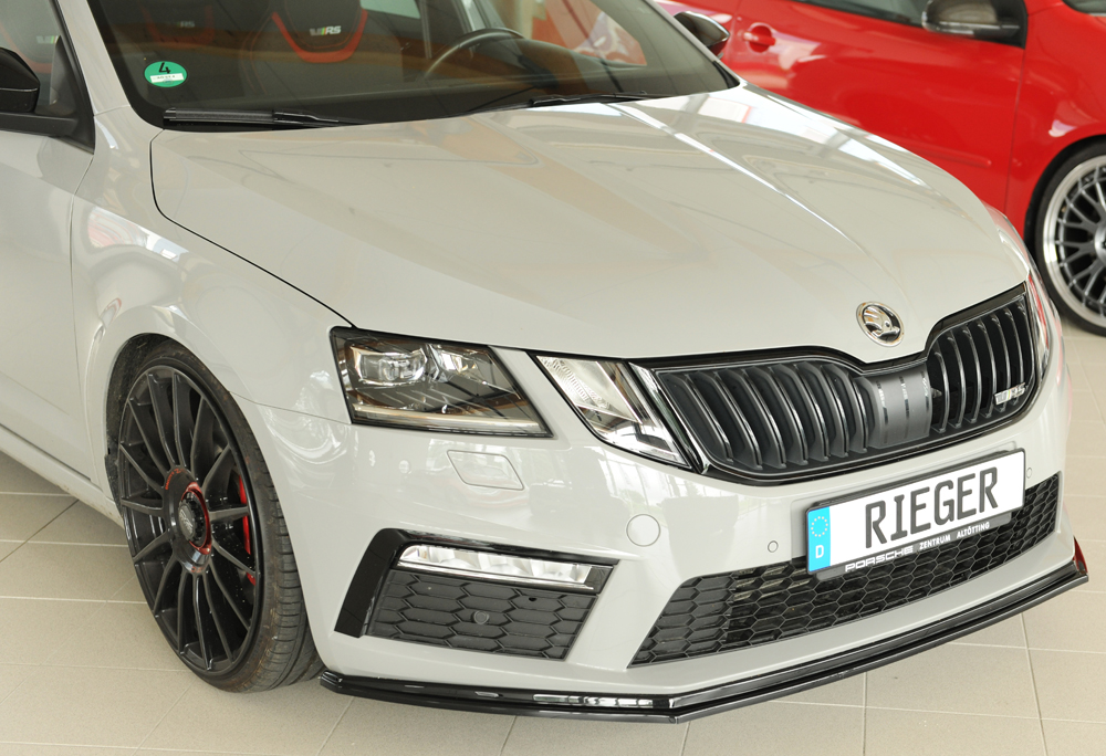 Voorspoiler Skoda Octavia RS 5E Rieger Glans Zwart