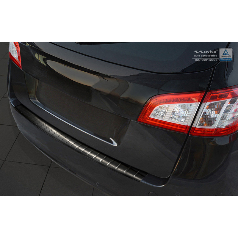 Zwart RVS Achterbumperprotector  Peugeot 508 SW 2011-2018 'Ribs'