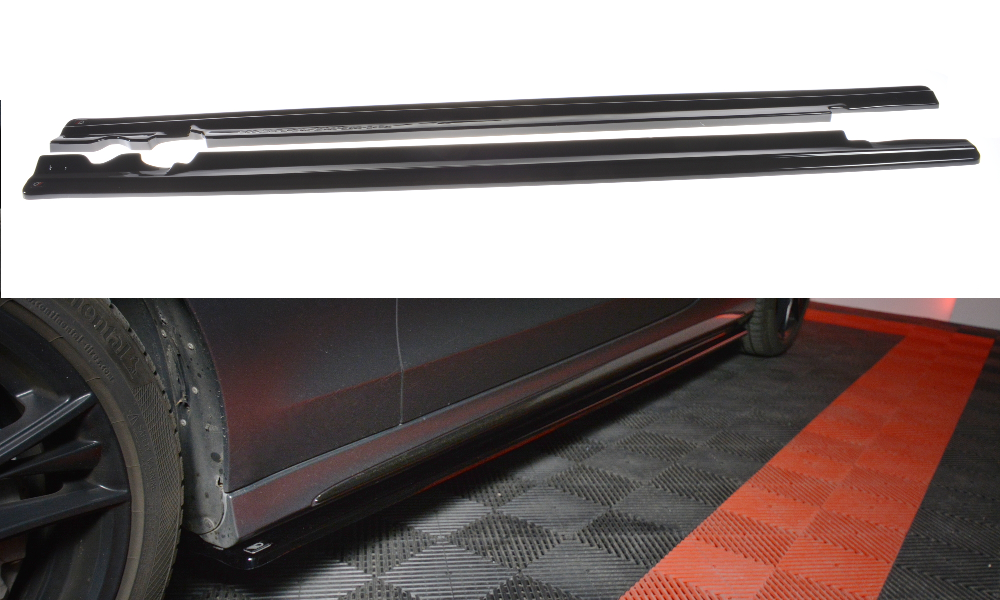 Zijskirts Mercedes C Klasse W205 Coupe AMG Pakket Maxton Glans Zwart