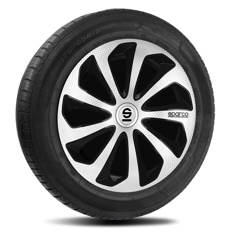 Sparco Wieldoppen Sicilia - 15-inch - Zilver/Zwart/Carbon - Set van 4 stuks