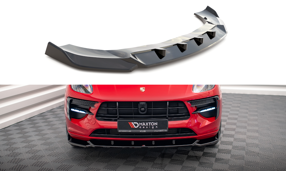 Voorspoiler Porsche Macan GTS / Sport Design Mk1 Facelift Maxton Glans Zwart