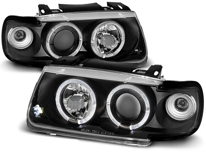 Koplampen VW Polo 6N Angel Eyes Zwart