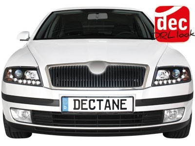 Koplampen Skoda Octavia 05-09 DRL look Devil Eyes HID zwart