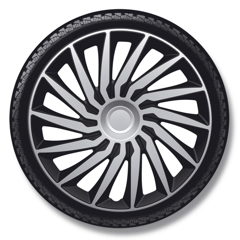 4-Delige Wieldoppenset Kendo 15-inch zilver/zwart