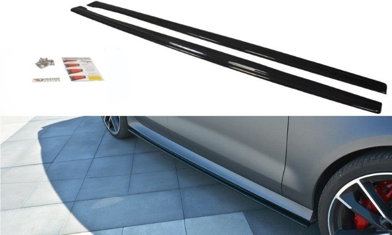 Zijskirts V.2 Audi RS7 C7 FL Maxton Glans Zwart
