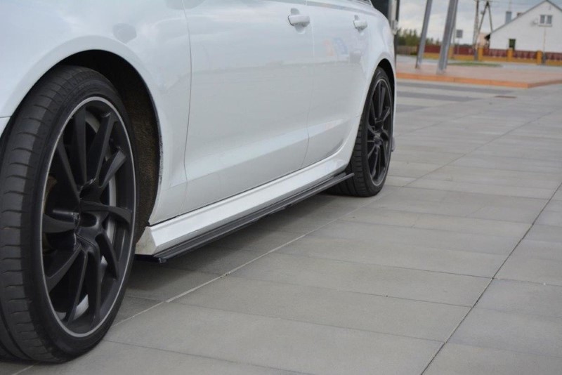 Zijskirts Diffusers Audi S6 / A6 S-Line C7 FL Glanzend Zwart