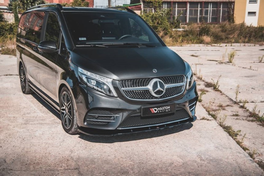Voorspoiler Mercedes V-Klasse W447 AMG-Line Maxton Design glans zwart v.2