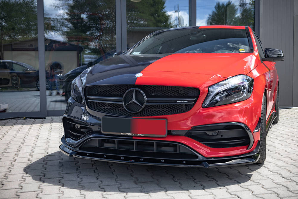 Voorspoiler V.1 Mercedes A45 AMG Aero Pack W176 FL Maxton Glans Zwart