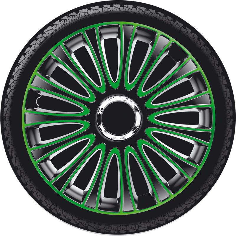 4-Delige Wieldoppenset LeMans 14-inch zwart/groen
