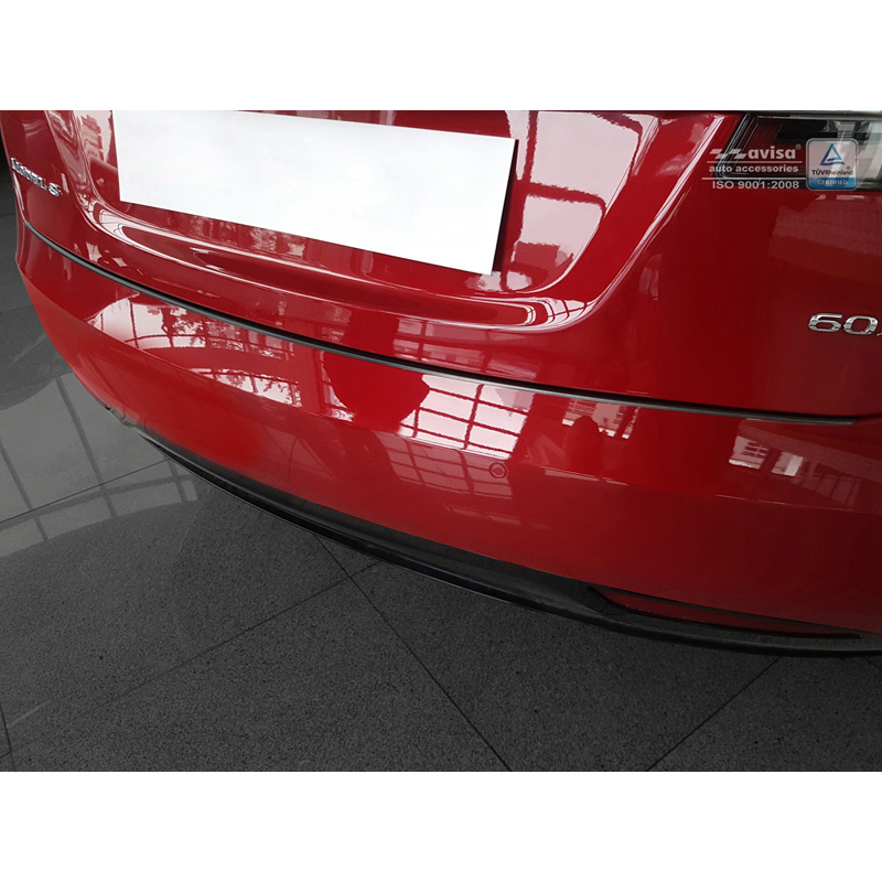 RVS Achterbumperprotector 'Deluxe'  Tesla Model S 2012-2016 & Facelift 2016- Zwart/Zwart Carbon
