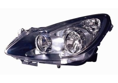 koplamp, H7+H1, zwart huis, elektr verstelb, links Opel Corsa D,
