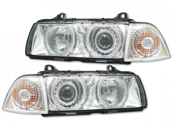 Koplampen BMW E36 Limousine/Touring Angel Eyes Chroom