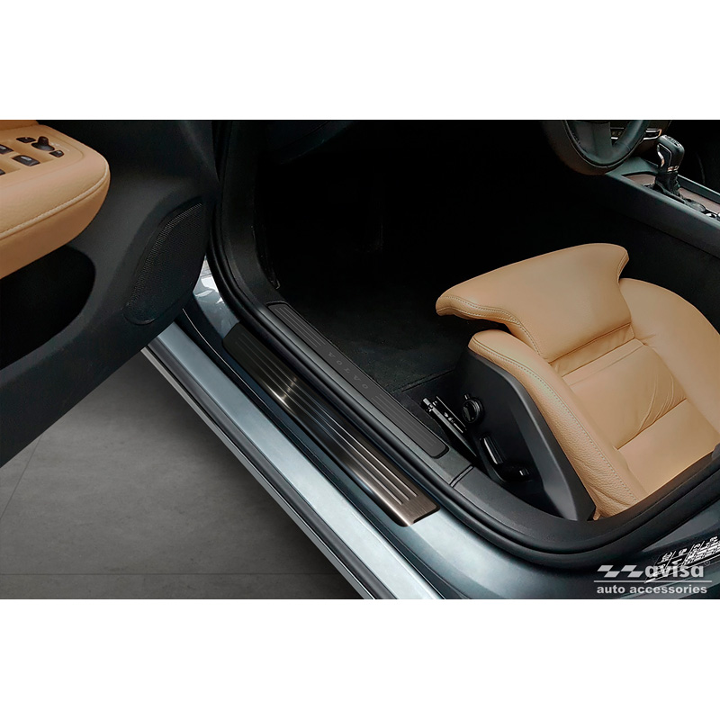 Zwart RVS Instaplijsten  Volvo S60 III & V60 II 2018- - 'Lines' - 4-delig