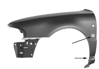 spatbord, met embleem gat, links, 09/1996-08/1997 Audi A4, 1994-