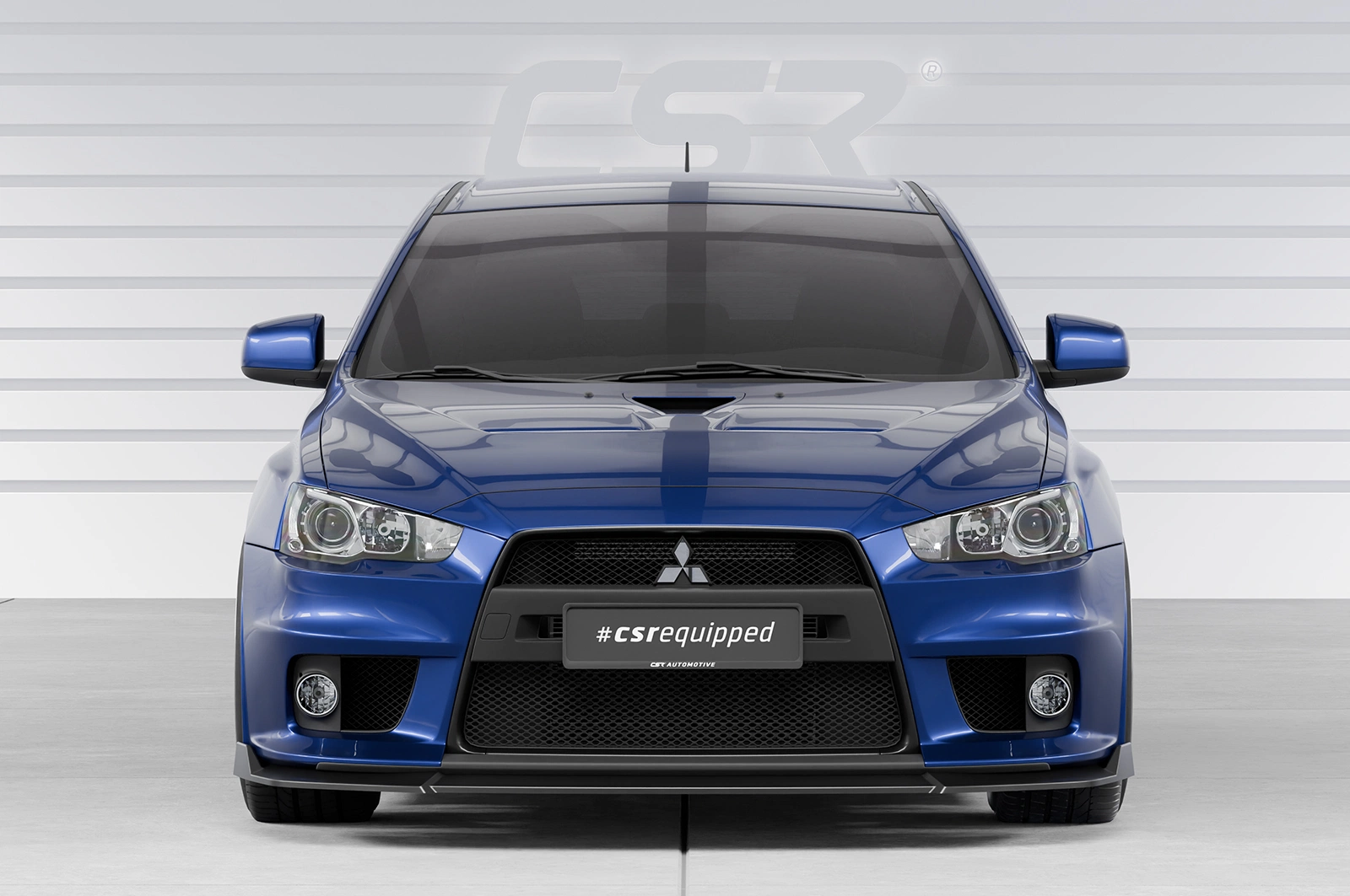 Voorspoiler Mitsubishi Lancer Evolution X glans zwart
