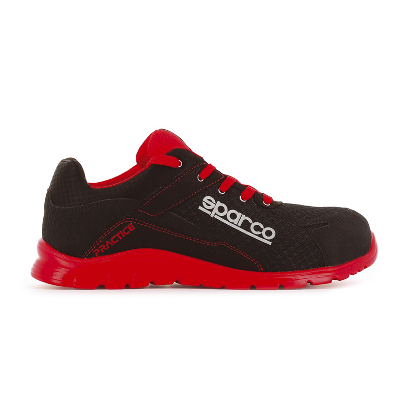 Sparco Lichtgewicht Werkschoenen Practice S1P Jacques Zwart/Rood Maat 39