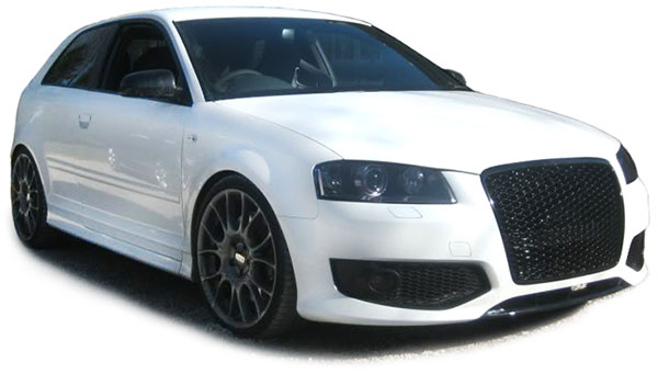 Grill RS Design Piano Black Audi A3 8P (2004-2007) embleemloos