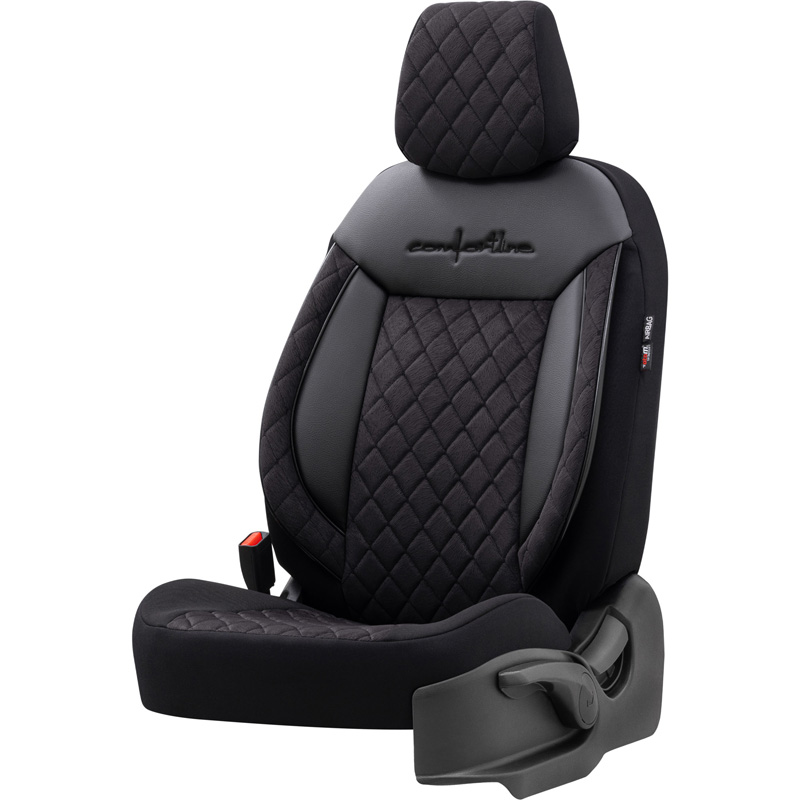Universele Velours/Stoffen Stoelhoezenset 'Comfortline VIP' Zwart - 11-delig - geschikt voor Side-Airbags