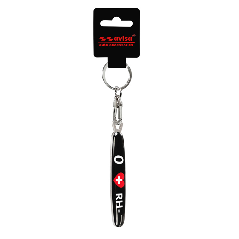 RVS sleutelhanger - 'Blood Type' 0 RH-