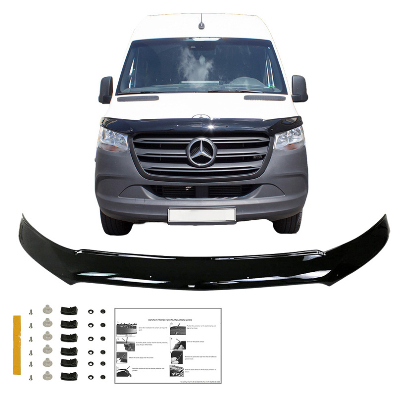 Motorkapbeschermer (steenslagcover)  Mercedes Sprinter W907 2018- - Glanzend zwart