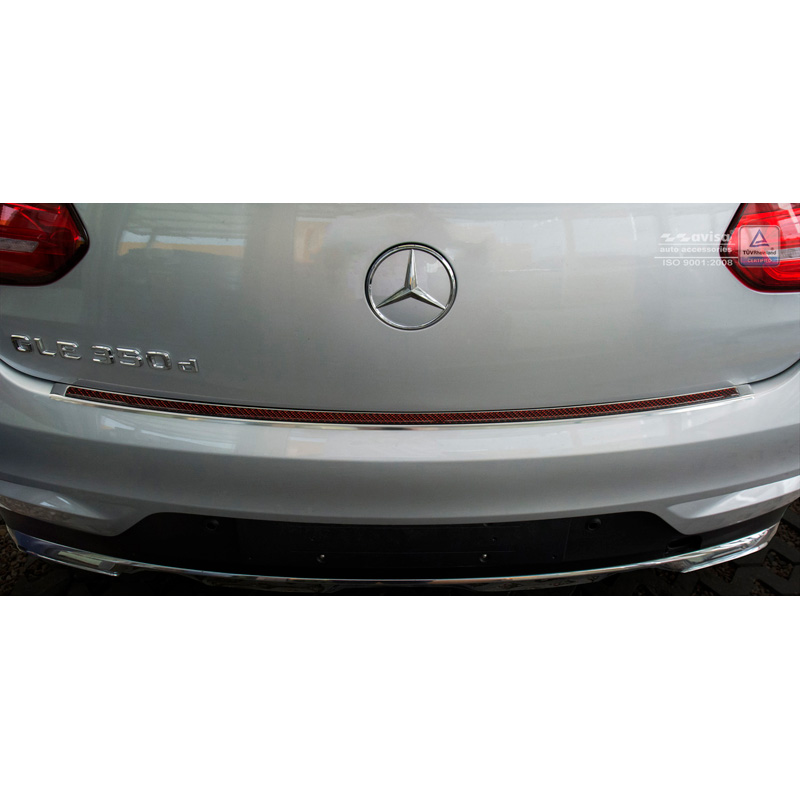 RVS Achterbumperprotector 'Deluxe'  Mercedes GLE Coupé 2015- Chroom/Rood-Zwart Carbon