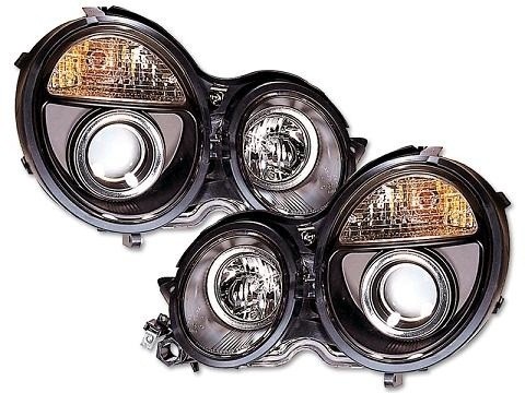 Koplampen Mercedes E-Class W210 95-98 Angel Eyes zwart