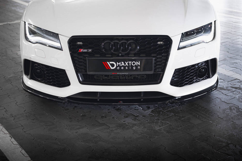 Voorspoiler V.4 Audi RS7 C7 FL Maxton Glans Zwart