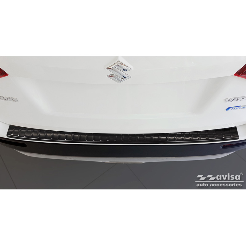 Zwart RVS Achterbumperprotector  Suzuki Vitara II 2015-2018 & FL 2018- inkl. Hybrid 'Ribs'