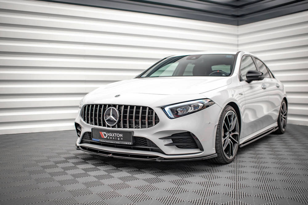 Voorspoiler V.5 Mercedes A Klasse W177 A35 AMG/AMG Line Glans Zwart