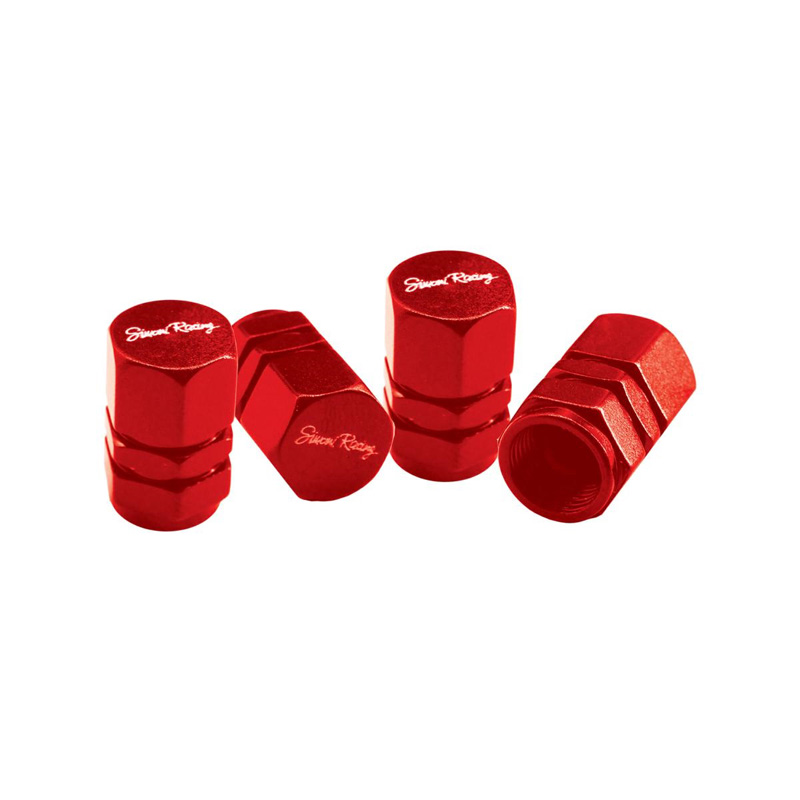 Simoni Racing Ventielkapjes Hexagonal - Rood - 4 stuks