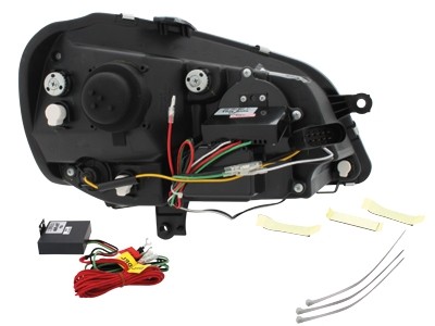 Koplampen VW Polo 9N3 05-09 Devil Eyes real DRL LED Chroom