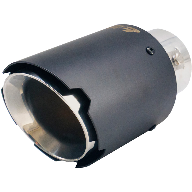 Simoni Racing Uitlaatsierstuk Rond/Schuin Matzwart+RVS - Ø89xL152mm - Montage ->35-62mm