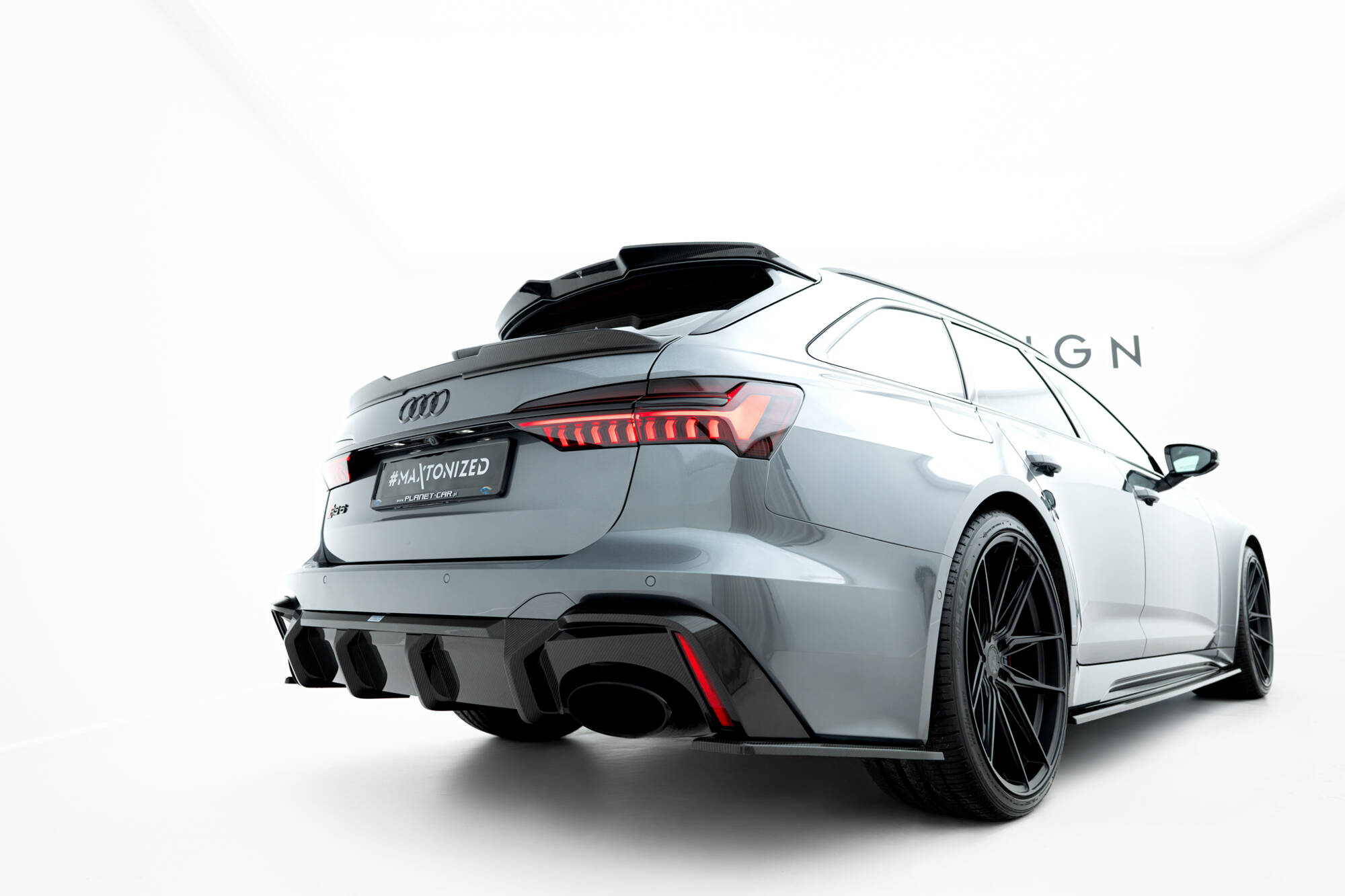 Carbon Fiber Achter Diffuser Audi RS6 C8 Maxton Glanzend zwart