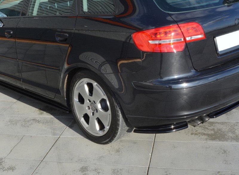 Achterzijde Splitters Audi A3 Sportback 8P / 8P Facelift glanzend zwart