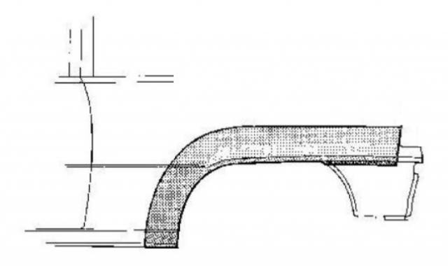 spatbordrand, 3 drs Stationcar, links Opel Kadett E, 1984-1991