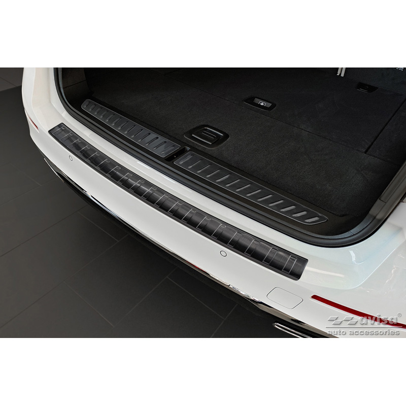 Zwart RVS Achterbumperprotector  BMW 5-Serie G31 Touring Facelift 2020-2024 excl. M-Sport 'Ribs'