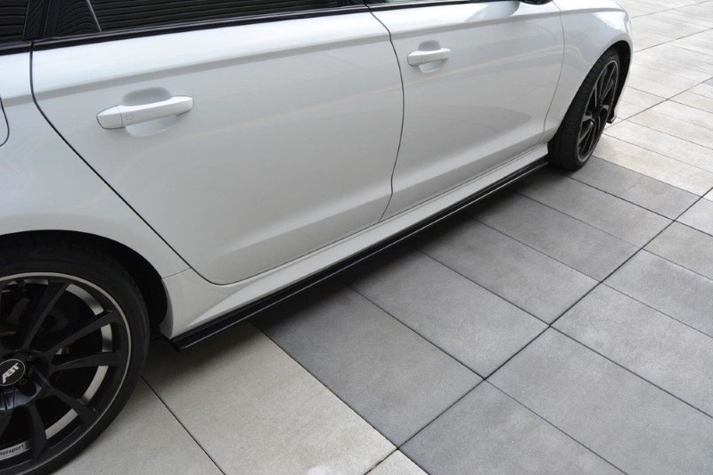 Zijskirts Diffusers Audi S6 / A6 S-Line C7 FL Glanzend Zwart
