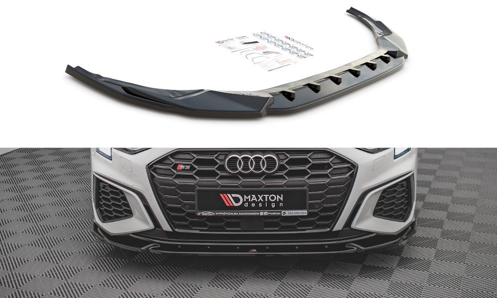 Voorspoiler Audi S3 / A3 S-Line 8Y Glanzend zwart V.3